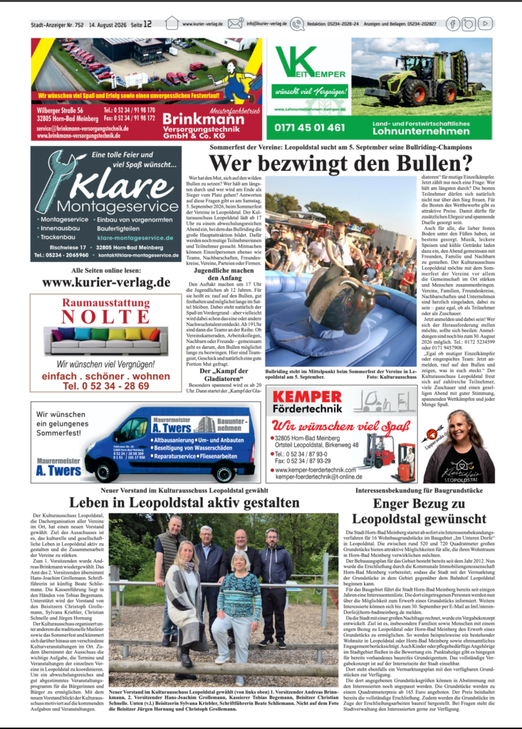 Berichte des Stadtanzeigers HBM über Leopoldstal Themen